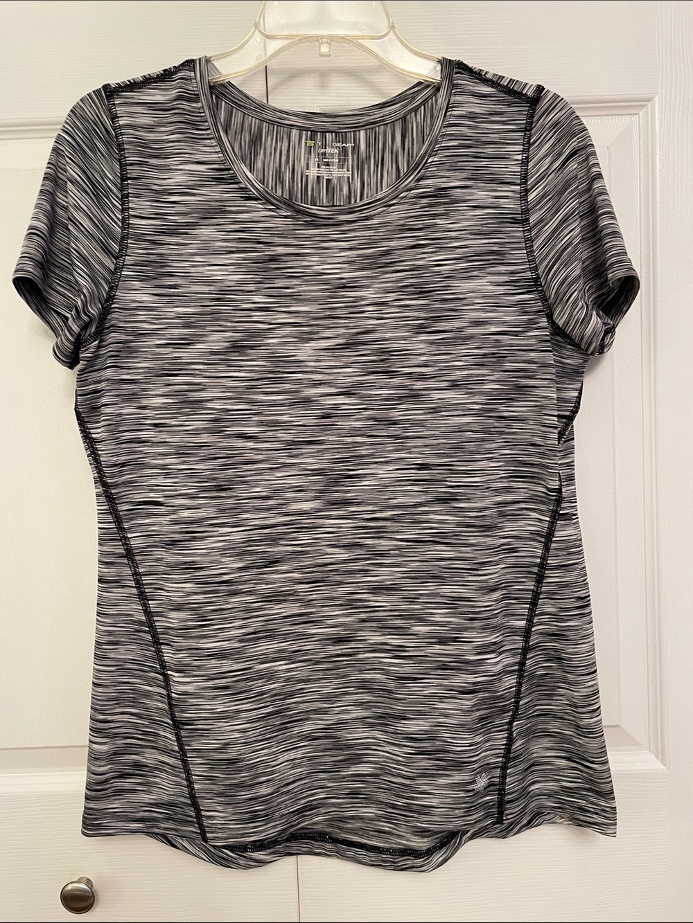 TEK Gear DRYTEK Activewear Athletic Performance Top Medium Black White & Gray